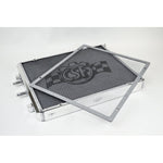 Polished aluminum CSF front mount heat exchanger with removable rock guard for 2014-2021 BMW models.