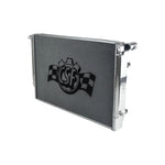 CSF satin finish all-aluminum triple-pass radiator with CNC quick-connect fittings for Volkswagen and Audi MQB vehicles.