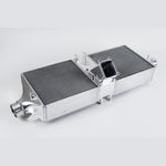 CSF 8188 silver billet aluminum intercooler system for Porsche 992 with TIG-welded end tanks and PWR cores.