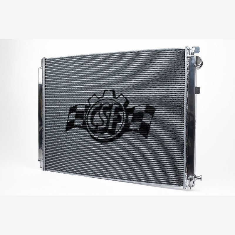 CSF 7226 All-aluminum high-performance radiator with polished end tanks and 2-row core for Toyota Supra and BMW Z4.