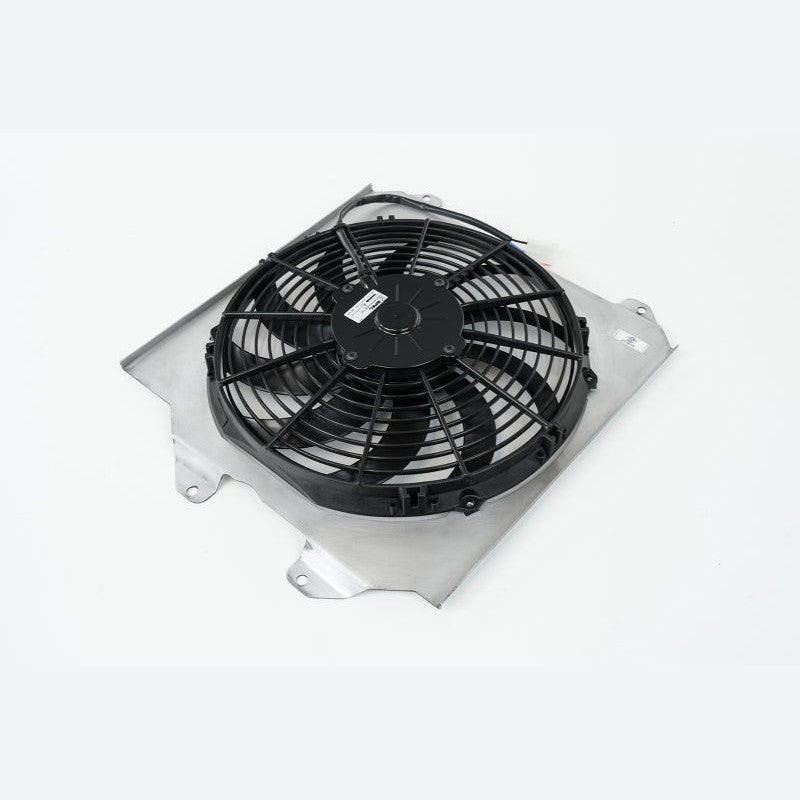 Polished laser-cut aluminum CSF fan shroud with integrated 12-inch SPAL fan for 1992-2000 Honda Civic.