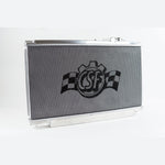 Polished aluminum CSF 2-row radiator for 1993-1998 Toyota Supra with CNC-machined quick-connect fittings.