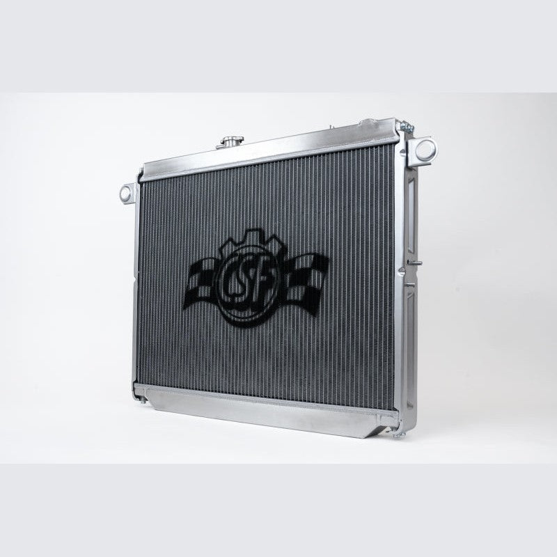 CSF 7207 satin finish aluminum radiator with TIG-welded tanks and 52mm 2-row core for 1998-2007 Toyota Land Cruiser.