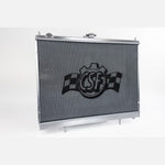 CSF high-performance all-aluminum 2-row radiator for R34 Nissan GT-R with TIG-welded tanks and satin finish