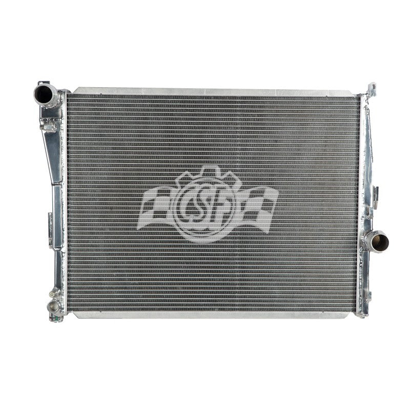 CSF 3055 performance aluminum radiator with a 2-row B-Tube core and CNC machined fittings for BMW E46 and Z4.