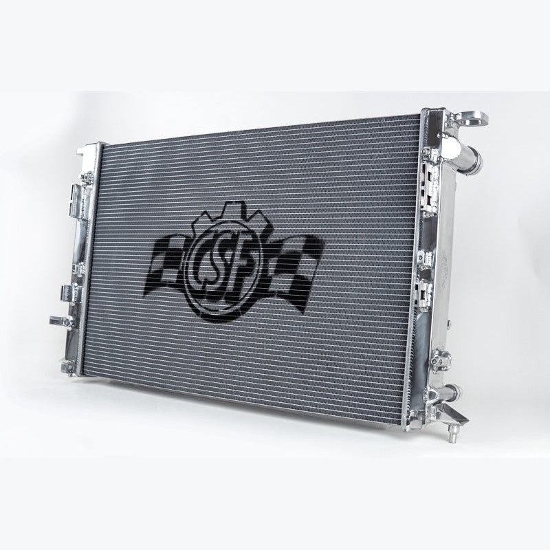 CSF 7091 all-aluminum high-performance radiator with a 42mm 2-row B-tube core and CNC quick-connect fittings.