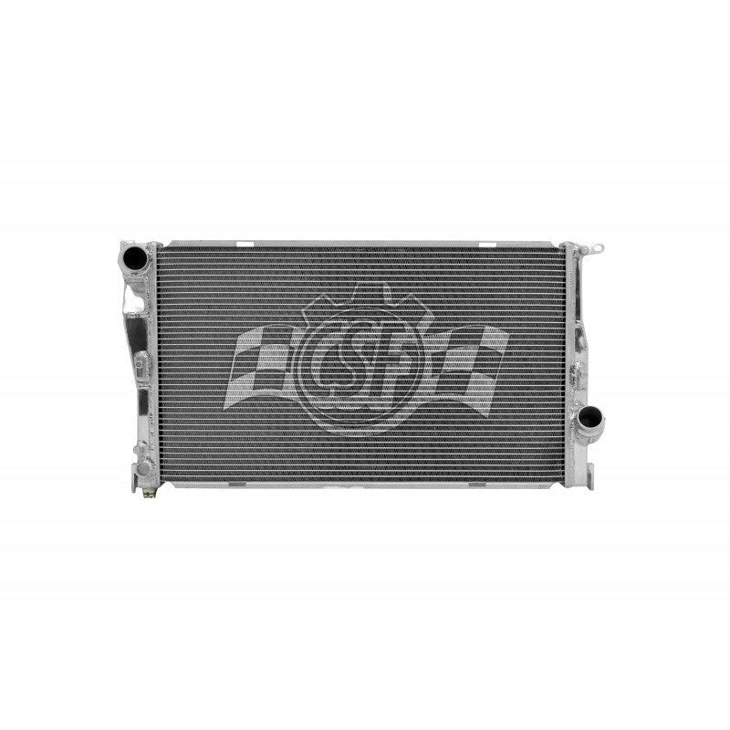 CSF 7081 high-performance all-aluminum radiator featuring CNC machined quick-connect fittings and a satin finish.