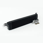 Satin black CSF Group A / DTM Race Style Oil Cooler for BMW E30 M3 with fitting adapters and hardware.