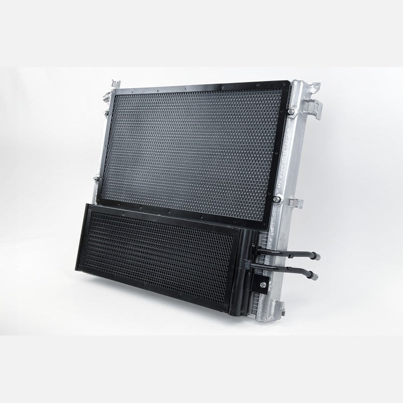 CSF 8331 high-performance satin finish aluminum heat exchanger and transmission cooler module for BMW F97 X3M and F98 X4M.