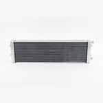 CSF 8030 satin finish aluminum dual-pass heat exchanger with a 42mm core and CNC-machined mounting brackets.