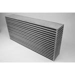 CSF 8046 raw aluminum bar and plate intercooler core 25x12x4.5 inch showing staggered fin internal structure.