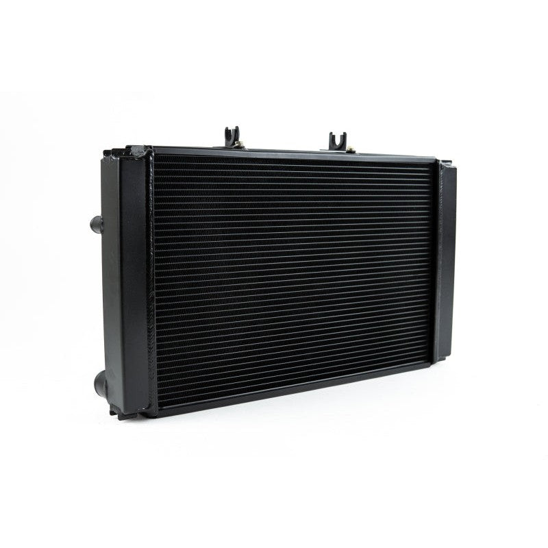 CSF 7088 satin black TIG-welded aluminum 2-row performance radiator with CNC-machined fittings for Porsche 944 and 968.