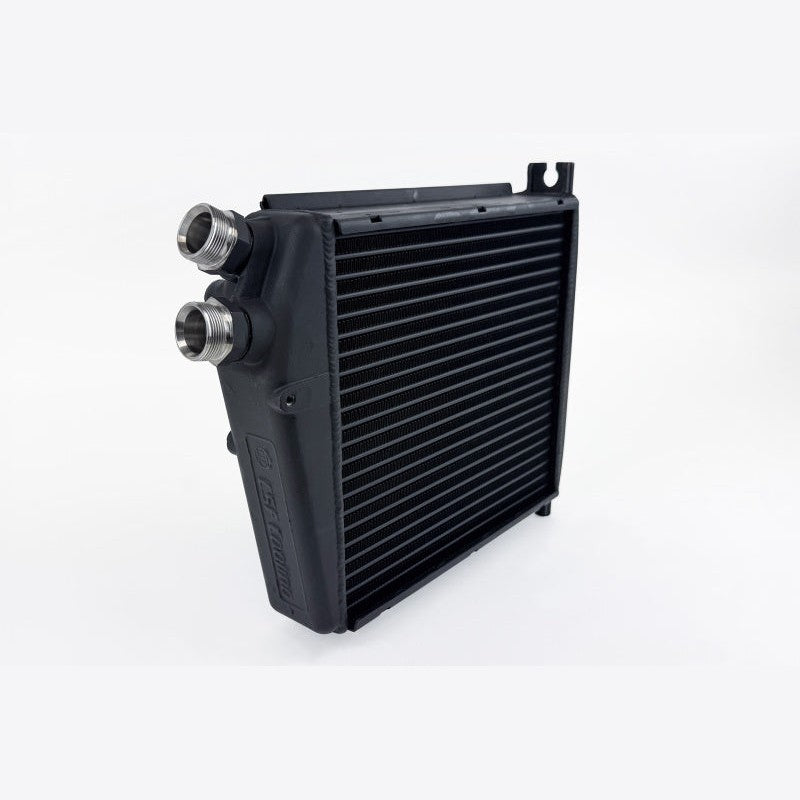 CSF 8334 satin black aluminum performance fender oil cooler with M30 Widemouth fittings for Porsche 964 and 993