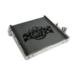 CSF 7087 high-performance all-aluminum right-side radiator with satin finish and CNC-machined fittings for Porsche 911/718.