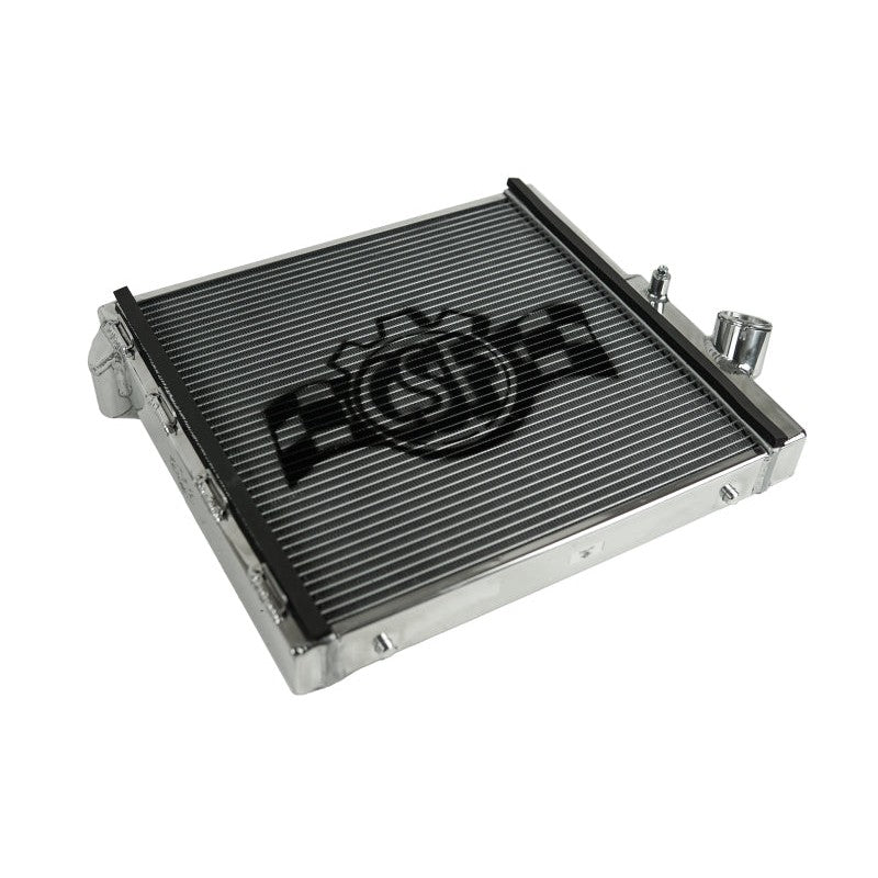CSF 7087 high-performance all-aluminum right-side radiator with satin finish and CNC-machined fittings for Porsche 911/718.