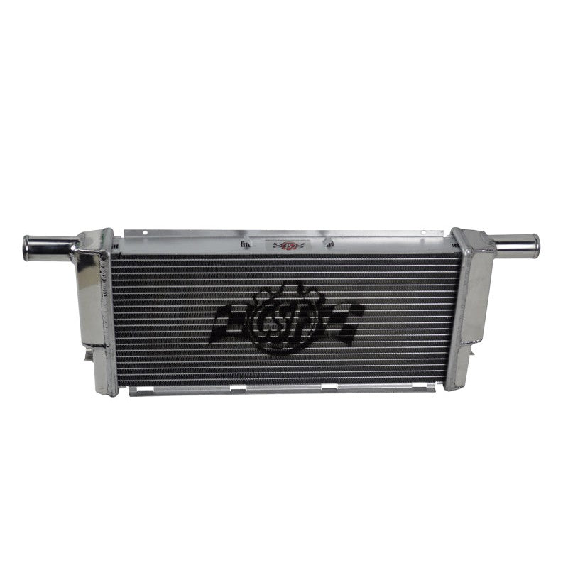 CSF 7060 all-aluminum 2-row auxiliary center radiator with B-Tube core and satin finish for Porsche 911 and 718.
