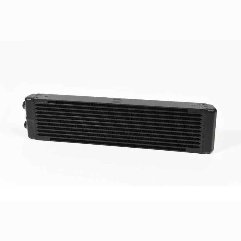 CSF 8110 RS-style dual-pass oil cooler featuring a 10-row bar and plate core and side-mounted M22 x 1.5 ports.