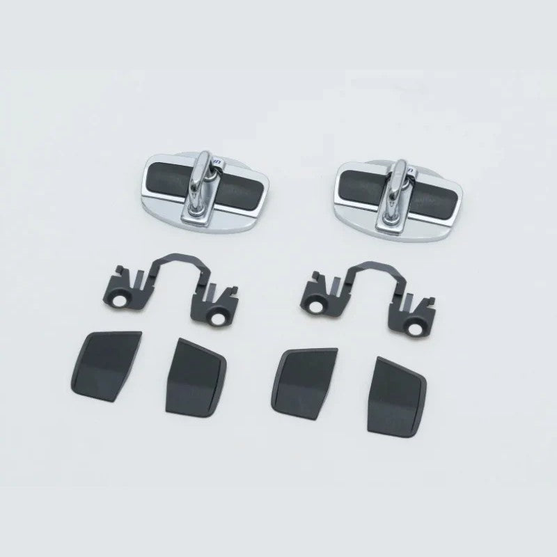 Cusco door stabilizer kit featuring sliding door plates and striker housings for Toyota 86 and Subaru BRZ.