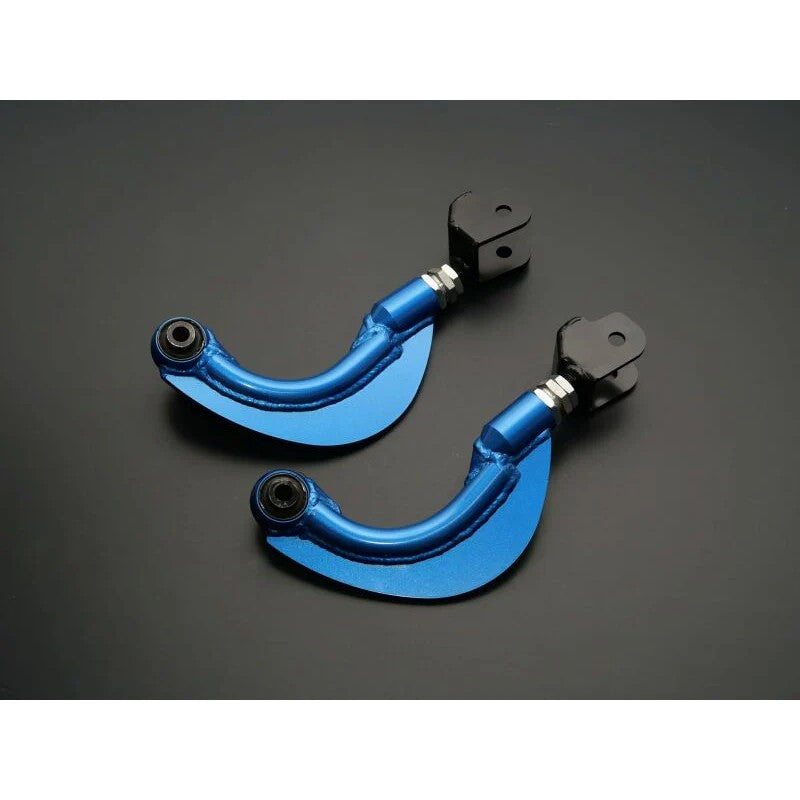 Pair of Cusco blue adjustable rear upper control arms with turnbuckles for Toyota GR Yaris and Corolla AWD