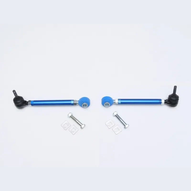 Cusco blue adjustable front camber control arm set for Subaru WRX and Crosstrek models.