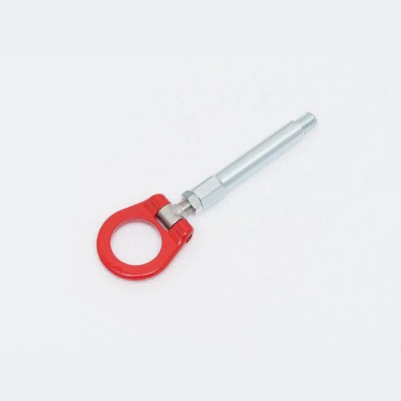 Cusco Red Steel Folding Tow Hook with 90-degree hinge and threaded mounting stud