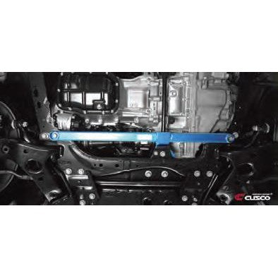 Blue Cusco V1 Front Lower Arm Bar for 2011-2012 Toyota Prius front suspension.