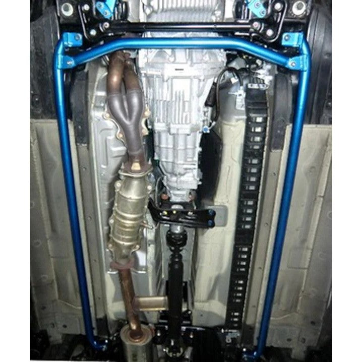 Blue Cusco front subframe lower reinforcement bar for Honda S2000 AP1 and AP2 models.