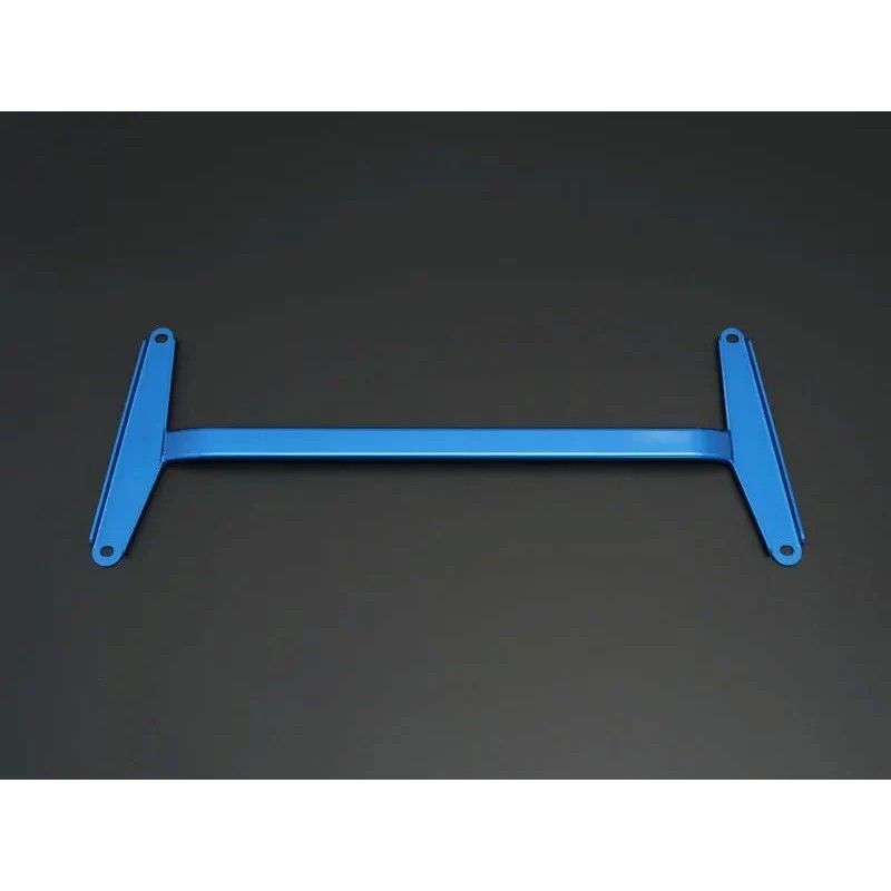 Cusco Power Brace Front Cross Member for Subaru, signature blue powder-coated chassis reinforcement bar.