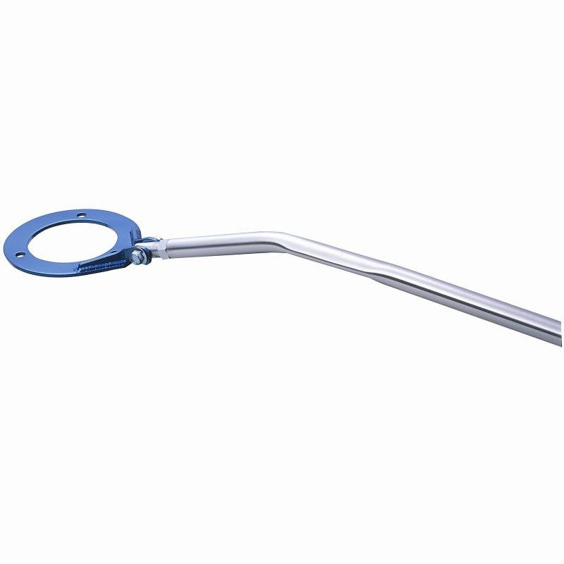 Cusco 20mm round aluminum front strut tower bar with blue steel brackets for Nissan 510