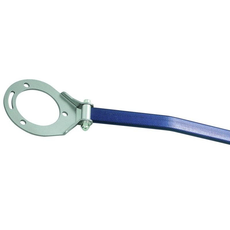 Cusco ALC OS front strut tower bar with carbon-look oval shaft and blue end brackets for 2000-2003 Honda S2000.