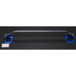 Cusco Type AS front strut tower brace featuring a polished aluminum bar and blue steel brackets for the Honda CR-V.