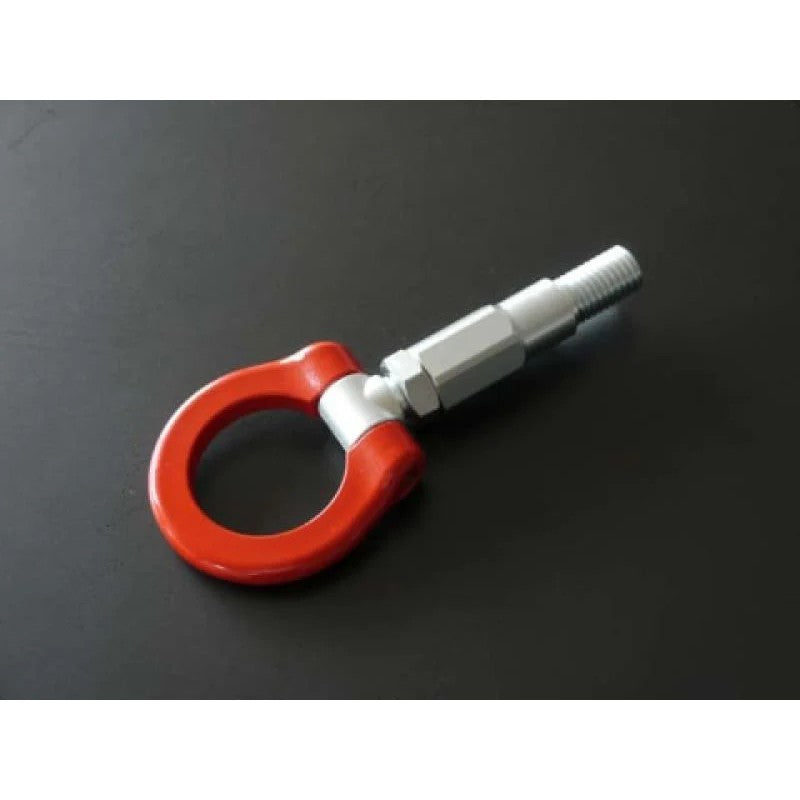 Red Cusco front swivel joint tow hook with mounting bolt for Nissan GT-R and 370Z