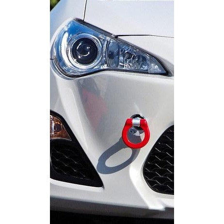 Cusco front tow hook featuring a swivel joint and threaded mounting bolt for Toyota 86 and Subaru BRZ.