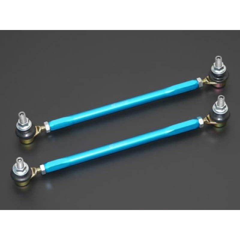Pair of Cusco adjustable front sway bar end links with silver bodies and M12xP1.25 threaded studs.