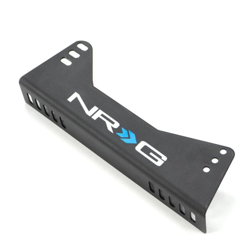 Pair of black NRG Innovations bucket seat side mount brackets featuring the NRG logo.