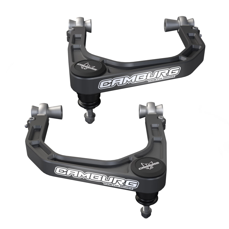 Gray anodized Camburg KINETIK billet aluminum upper control arms for 2022-2025 Ford Bronco Raptor.