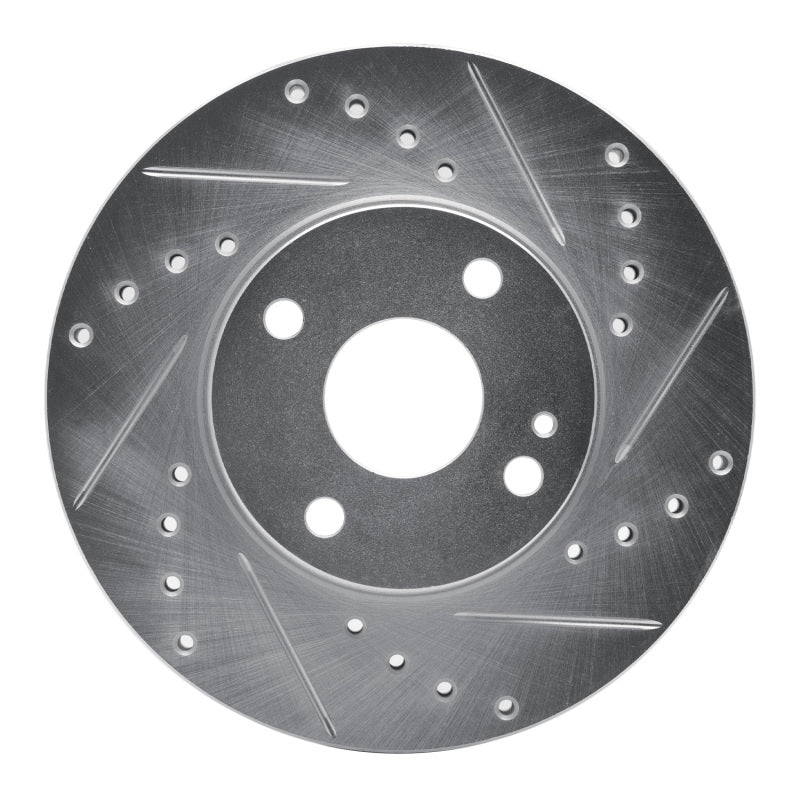 R1 Concepts silver drilled and slotted front right brake rotor for 1994-2002 Mazda Miata