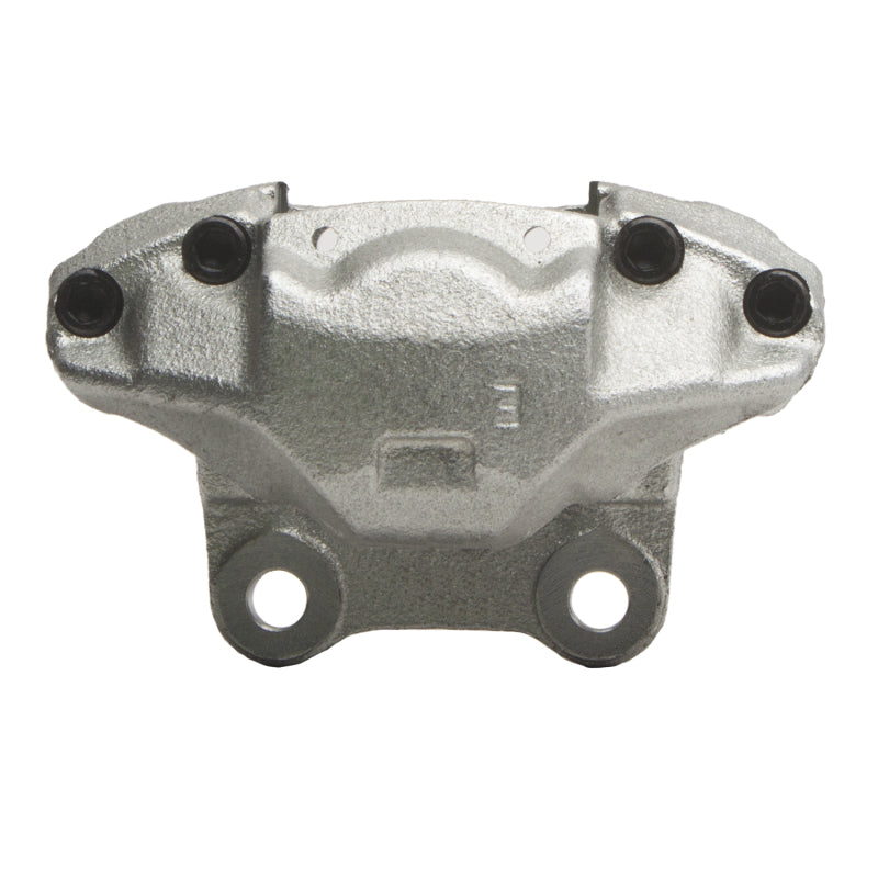 Silver zinc-coated rear left brake caliper for 1969-1994 Alfa Romeo Spider, Berlina, and GT Veloce.