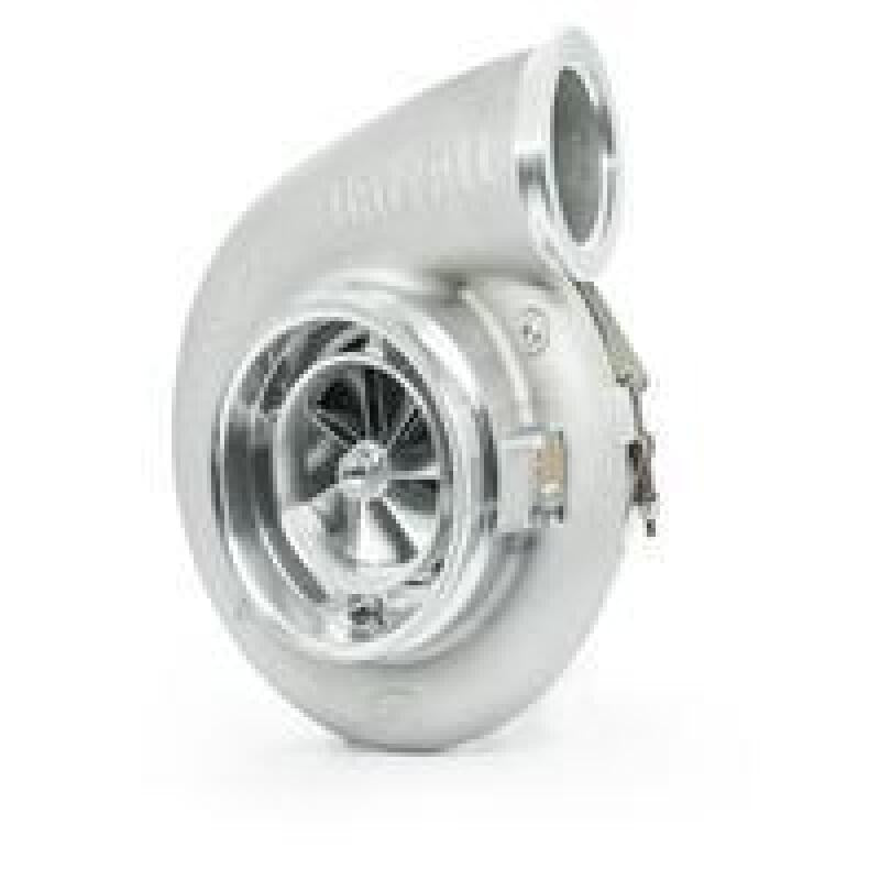 Garrett G-XRace GXR55-91 supercore turbocharger assembly showing the polished compressor housing and forged wheel.