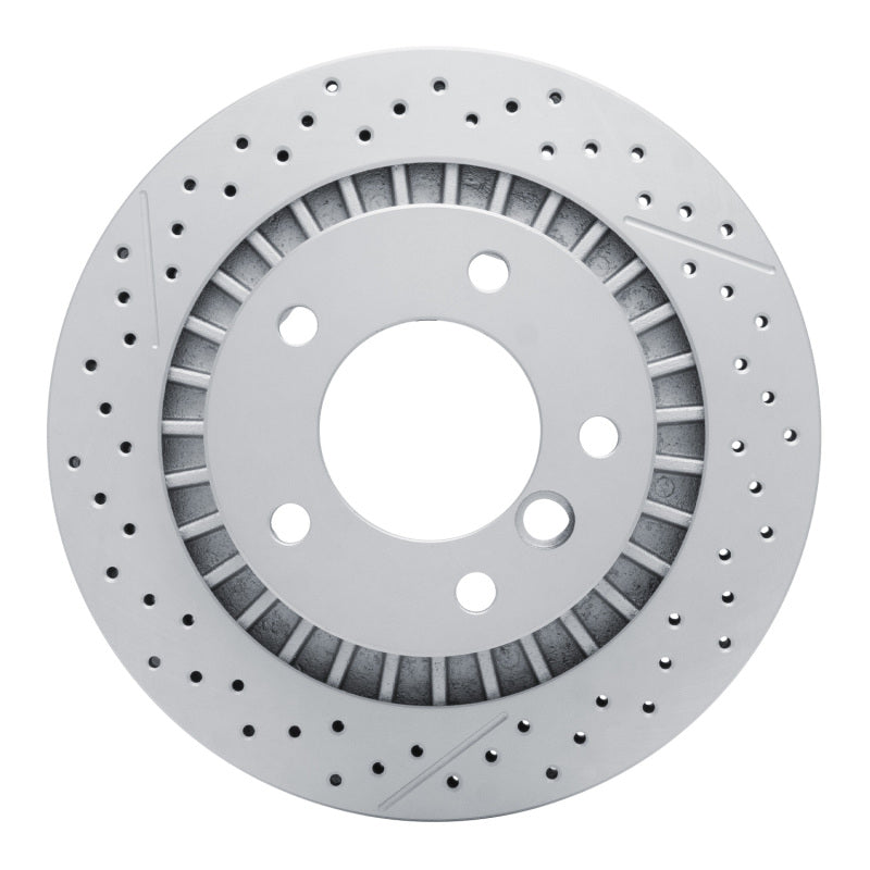 DFC GeoSPEC drilled and slotted rear brake rotor with silver corrosion resistant coating for Mercedes-Benz G-Class