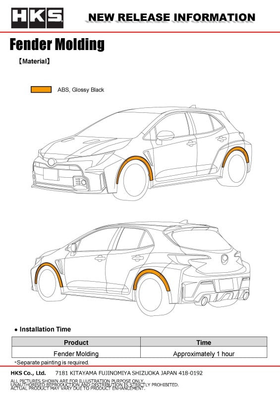 HKS Fender Molding for Toyota GR Corolla (GZEA14H)
