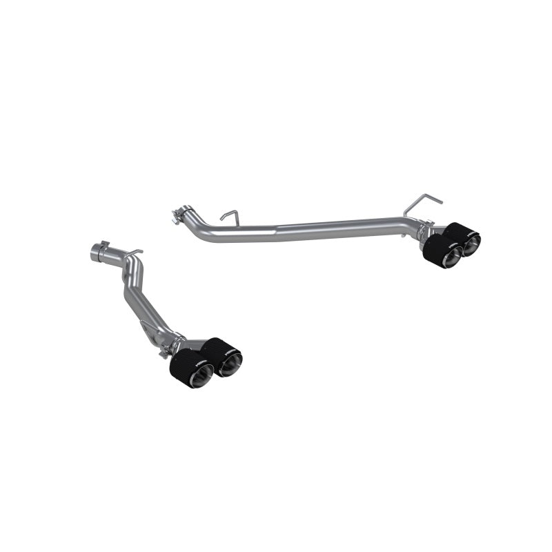 MBRP T304 stainless steel dual axle-back exhaust system with quad carbon fiber tips