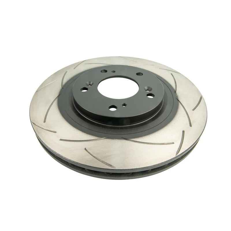 DBA Street Series T2 front slotted brake rotor for 2000-2009 Honda S2000 showing bi-symmetrical slot pattern.