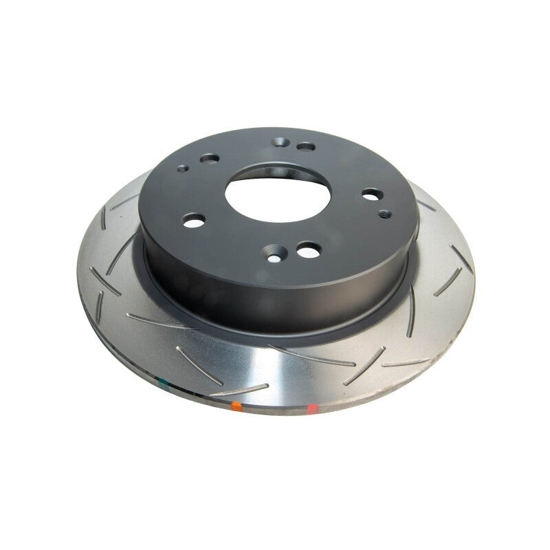 DBA 4000 Series T3 rear slotted brake rotor with tri-symmetrical CNC slots and XG-150 high carbon alloyed iron finish
