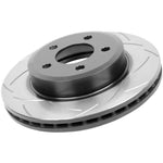 DBA T2 Street Series 10-stud hole rear slotted brake rotor for Subaru Impreza with Kangaroo Paw ventilation.