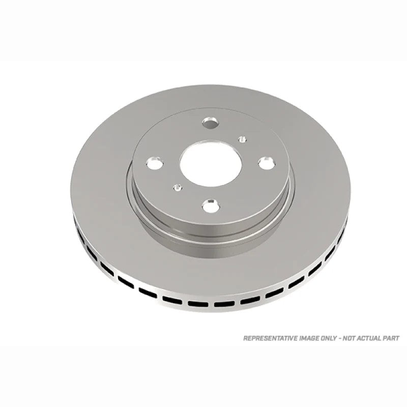 DBA Street Series En-Shield front brake rotor with silver corrosion-resistant coating on the hub and cooling vanes.