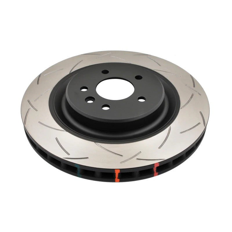 DBA 4000 Series T3 slotted vented front brake rotor with tri-symmetrical CNC machined slots for Lotus Evora.