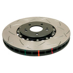 DBA 5000 Series 2-piece slotted front brake rotor with black aluminum hat and high-carbon iron ring