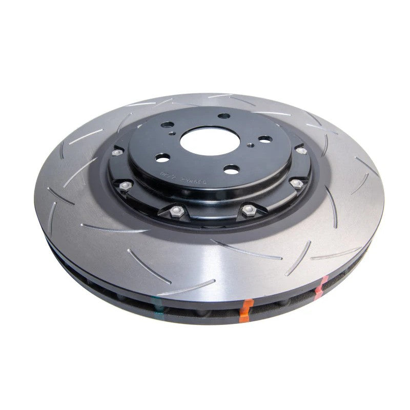 DBA 5000 Series T3 front 2-piece slotted brake rotor featuring a black Alumalite center hat.
