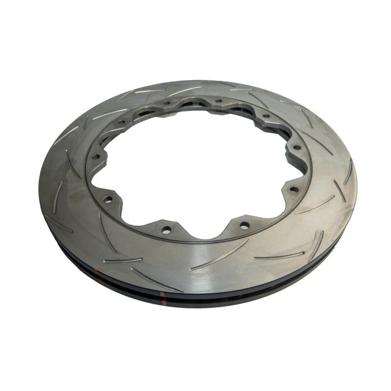 DBA 5000 Series T3 two-piece performance brake rotor with bi-directional slots and Alumalite center hat